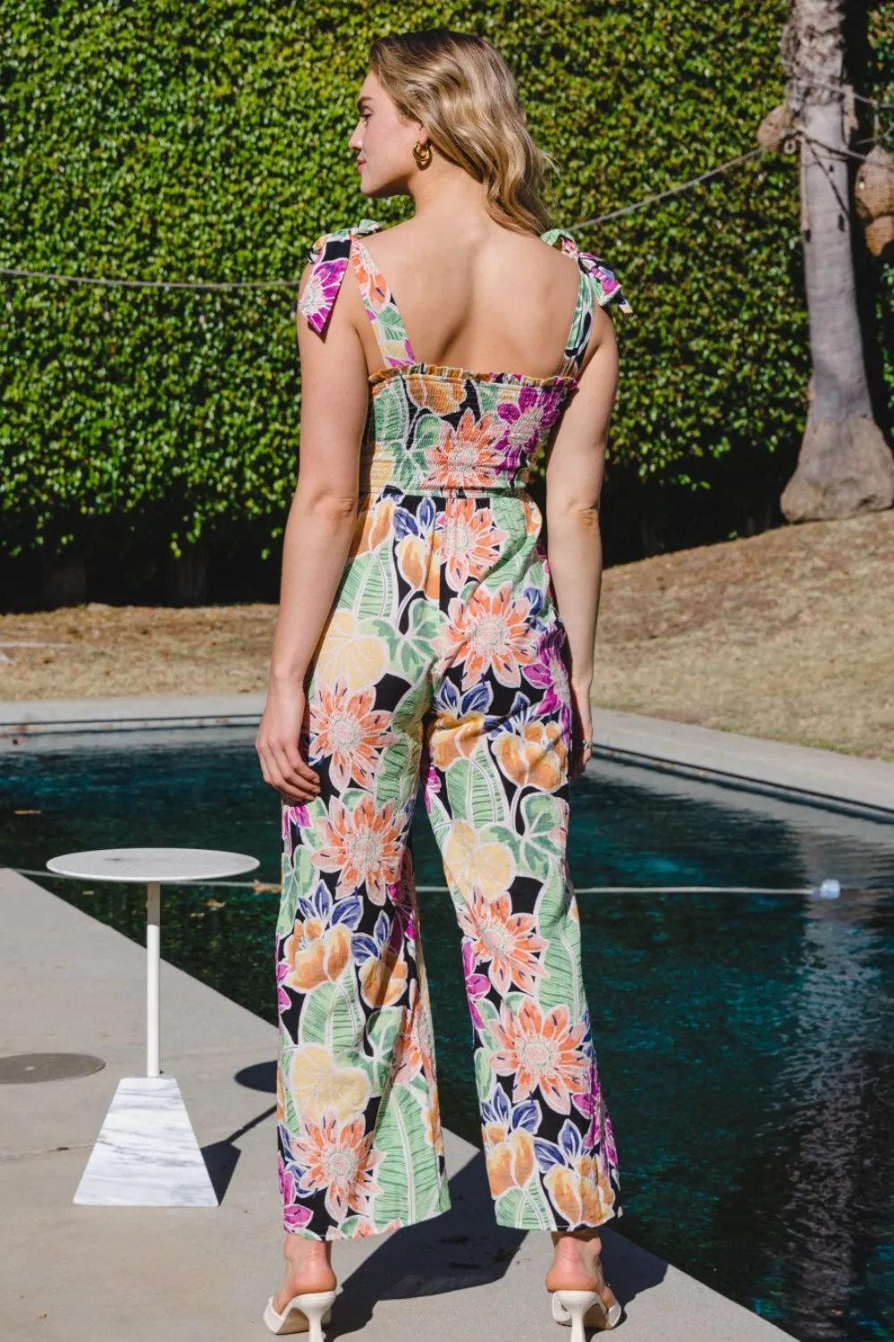 🌸 ODDI Full Size Floral Sleeveless Wide Leg Jumpsuit 🌸