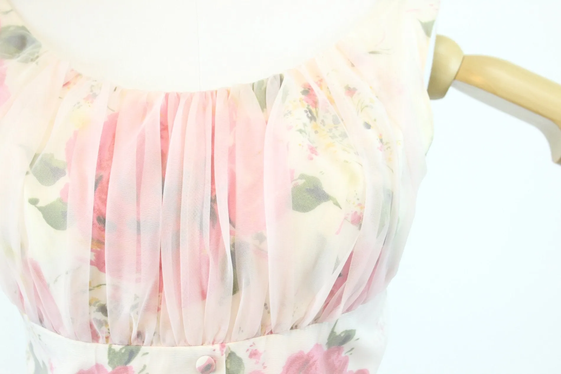 1950s JR THEME rose print organza dress xs | new spring