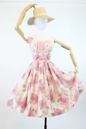 1950s JR THEME rose print organza dress xs | new spring