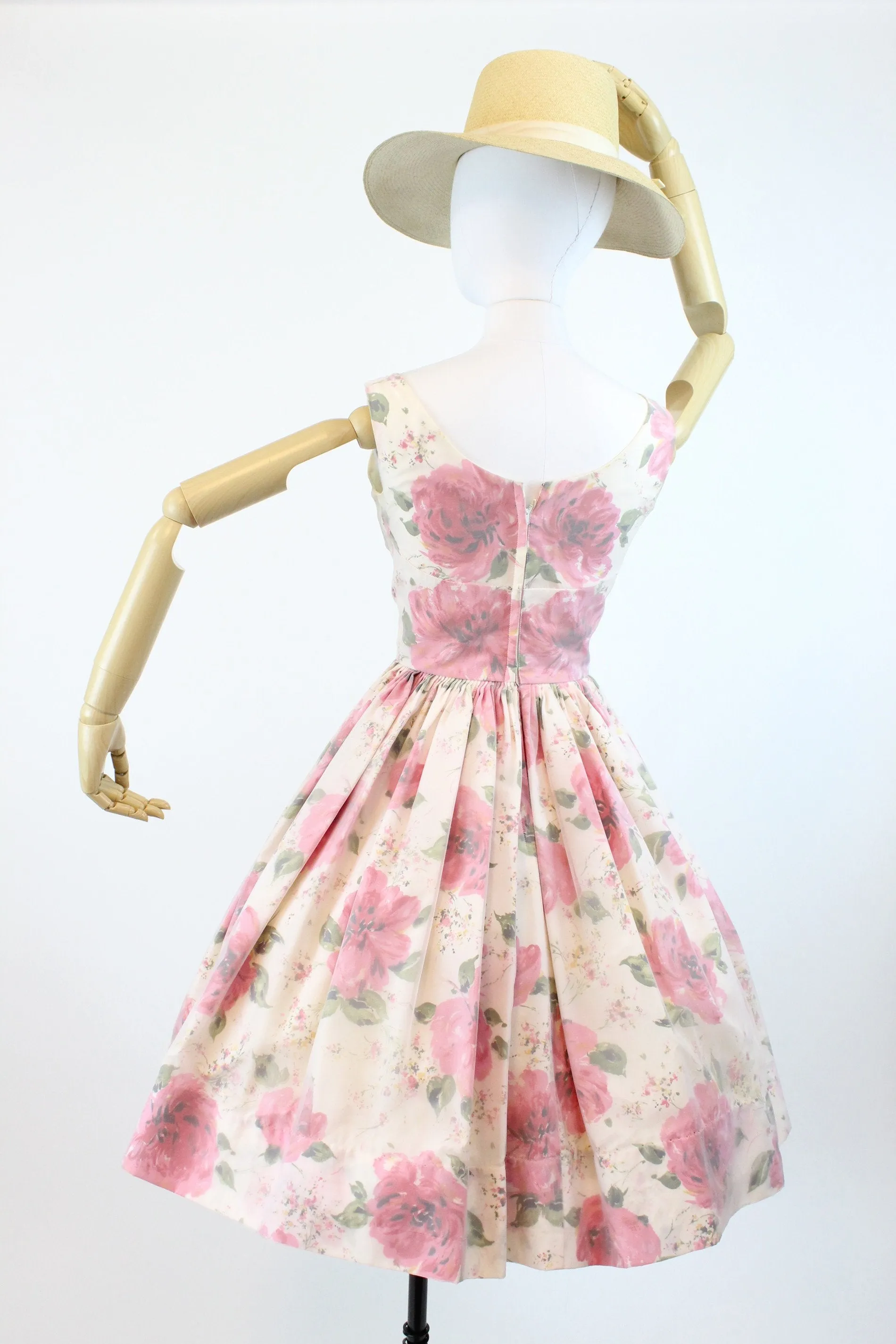 1950s JR THEME rose print organza dress xs | new spring