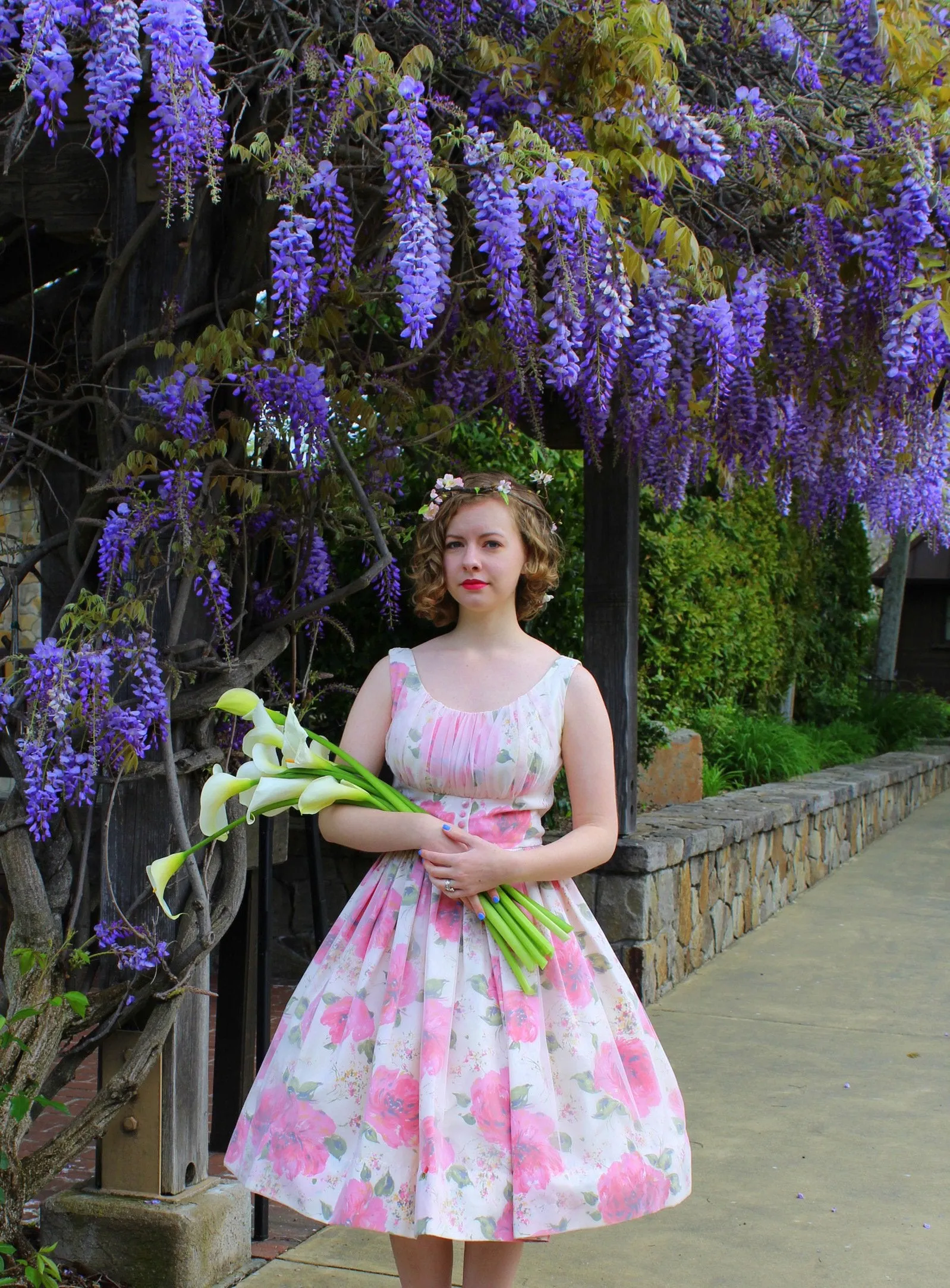 1950s JR THEME rose print organza dress xs | new spring