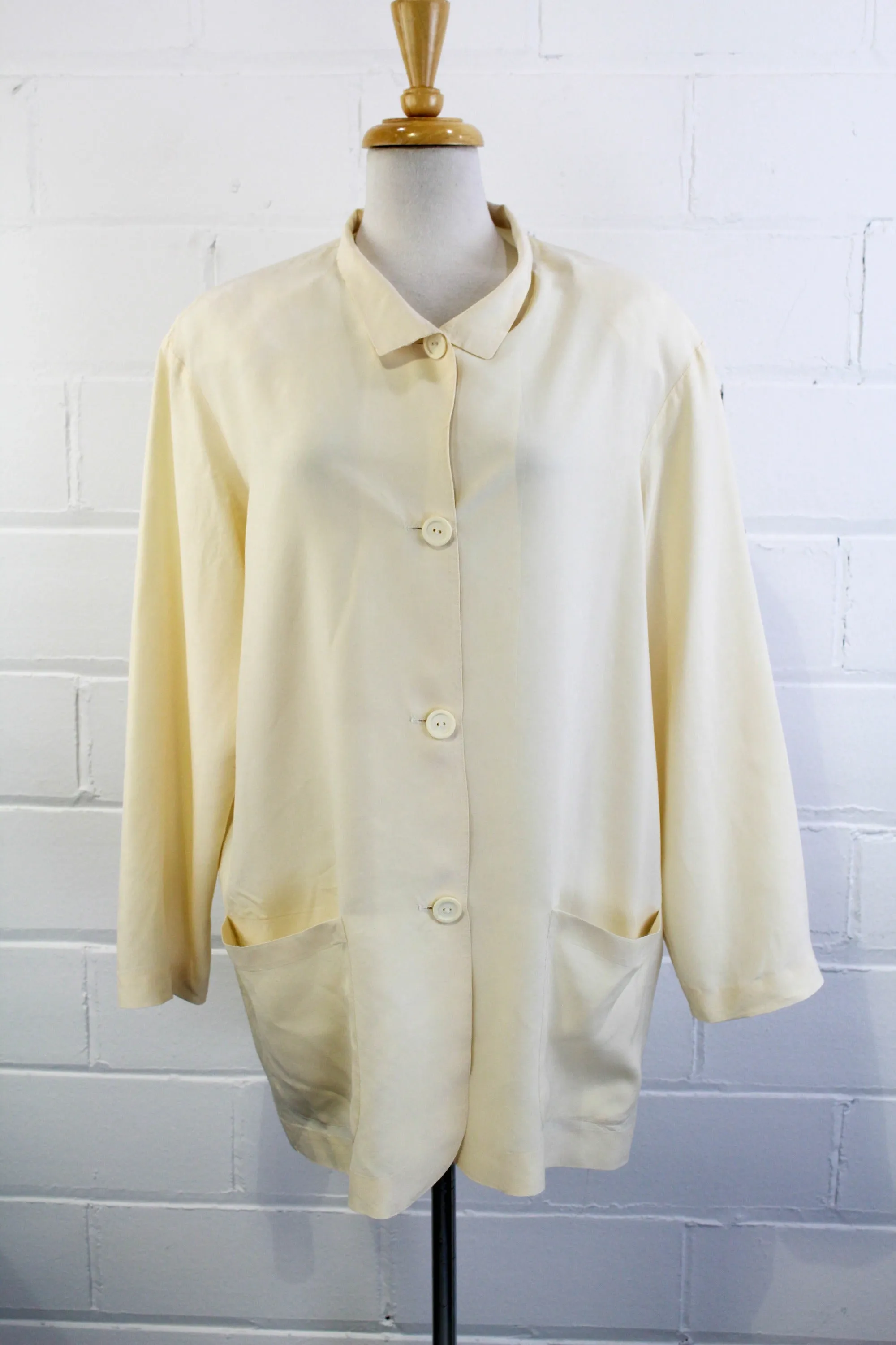 1980s Krizia Cream Silk Shirt-Jacket, Large