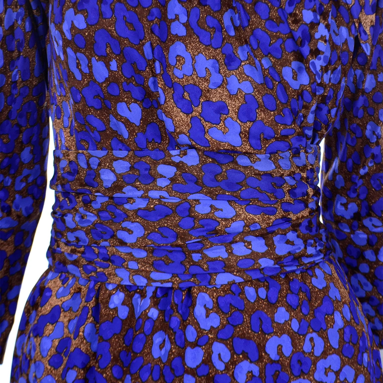 1986 Yves Saint Laurent Blue & Copper Vintage Runway Dress