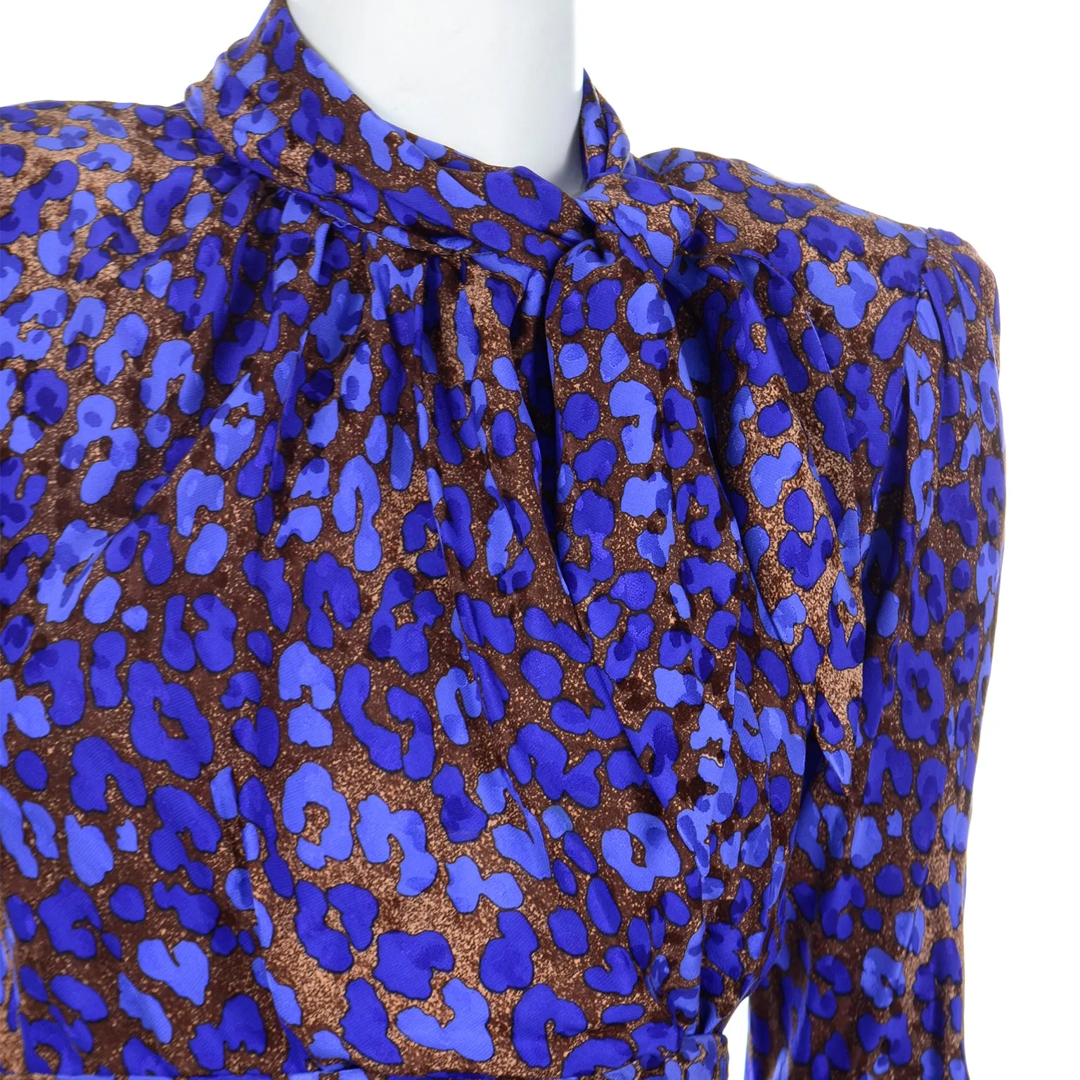 1986 Yves Saint Laurent Blue & Copper Vintage Runway Dress