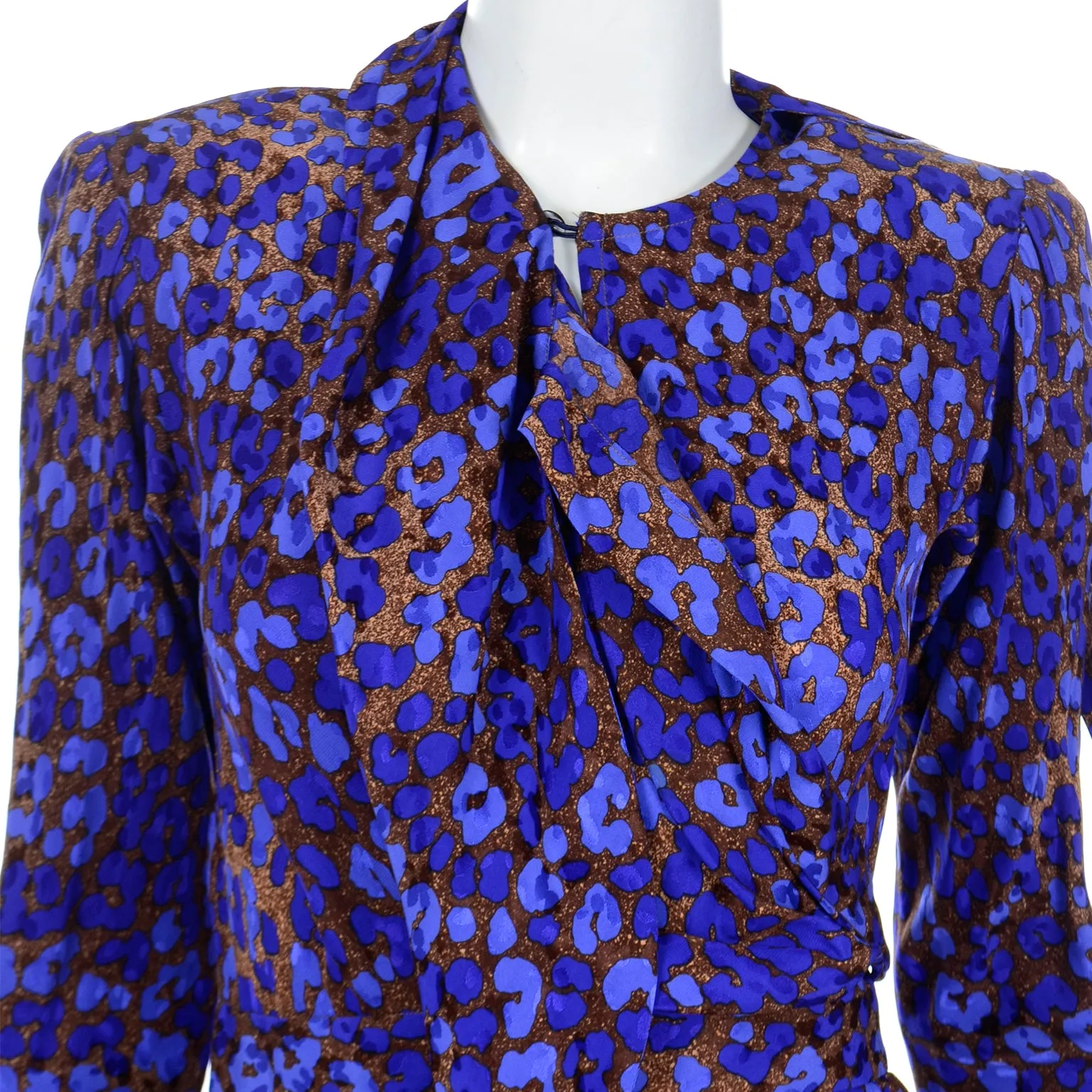 1986 Yves Saint Laurent Blue & Copper Vintage Runway Dress