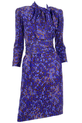 1986 Yves Saint Laurent Blue & Copper Vintage Runway Dress