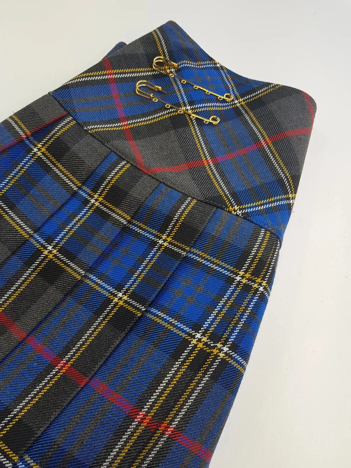 1990s Vintage Wool Plaid Pleated Mini Skirt - Leather Buckles with Gold Hardware - Perfect Tailoring & Length - Pins Included to hang your own charms