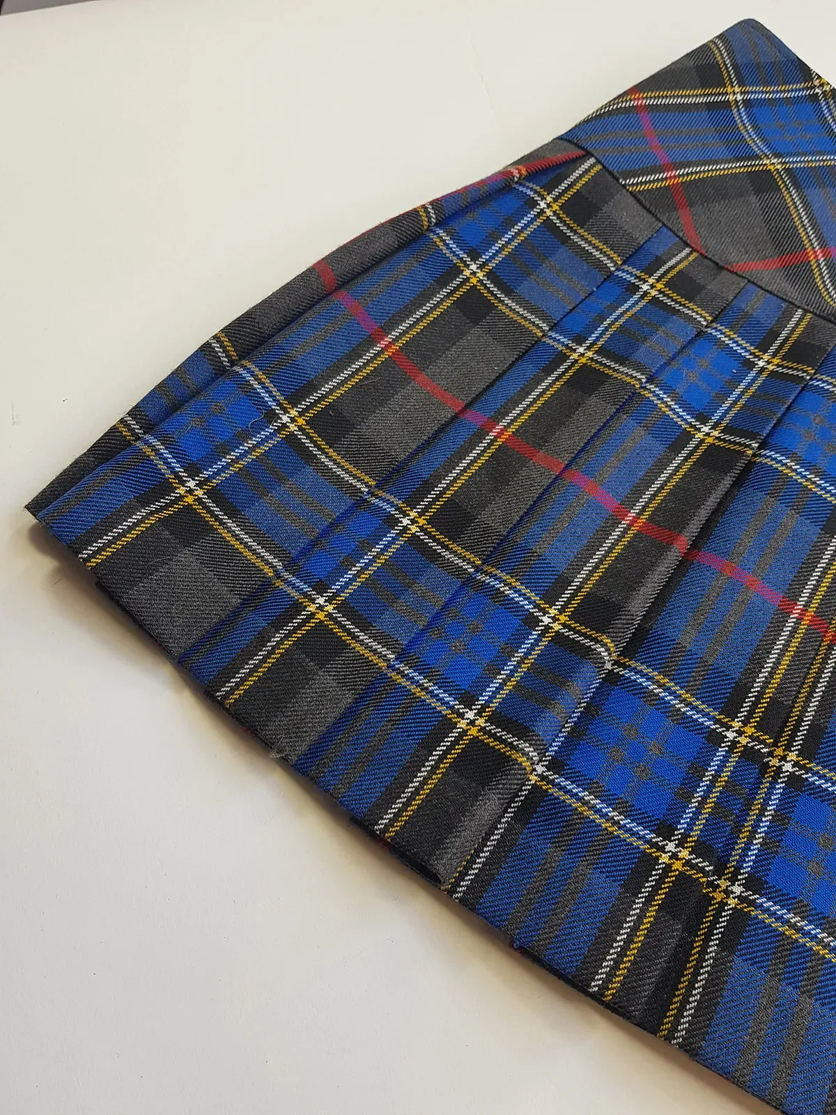 1990s Vintage Wool Plaid Pleated Mini Skirt - Leather Buckles with Gold Hardware - Perfect Tailoring & Length - Pins Included to hang your own charms