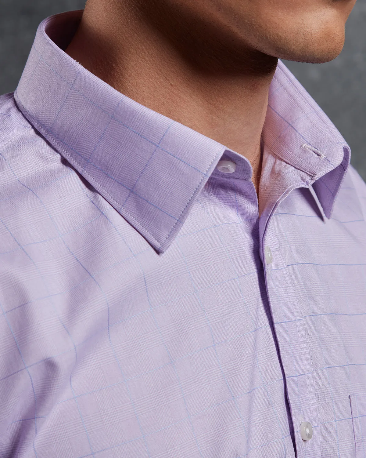 2-ply Purple Glen Plaid Checked Shirt