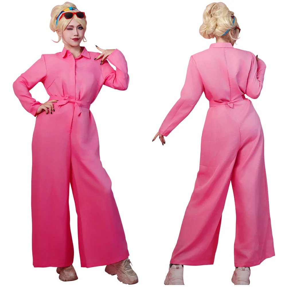 2023 Margot Robbie Pink Jumpsuit Outfits Halloween Carnival Suit Cosplay Costume