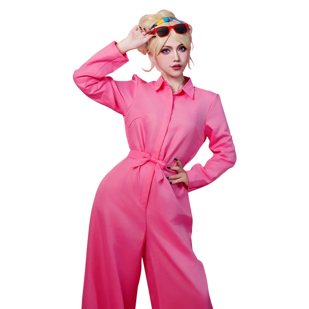 2023 Margot Robbie Pink Jumpsuit Outfits Halloween Carnival Suit Cosplay Costume