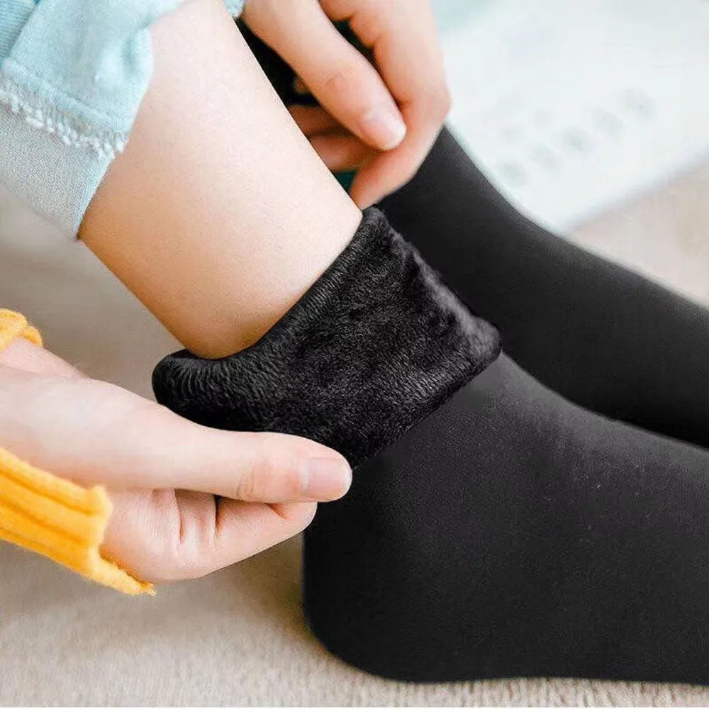 3 Pairs Winter Warm Women Socks Solid Color Thicken Thermal Socks Soft Plus Velvet Socks