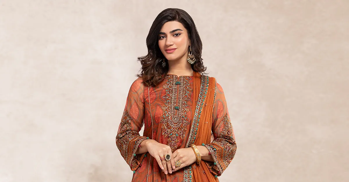 3 Piece Embroidered Suit | SF-EF22-31R1