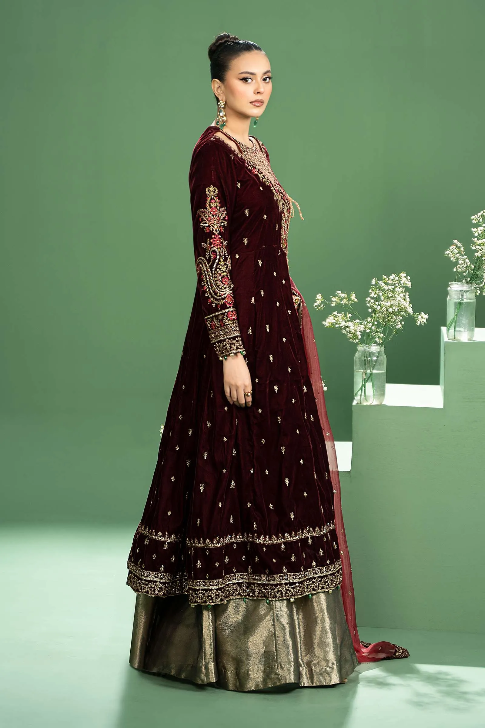 3 Piece Embroidered Velvet Suit | SF-W24-02