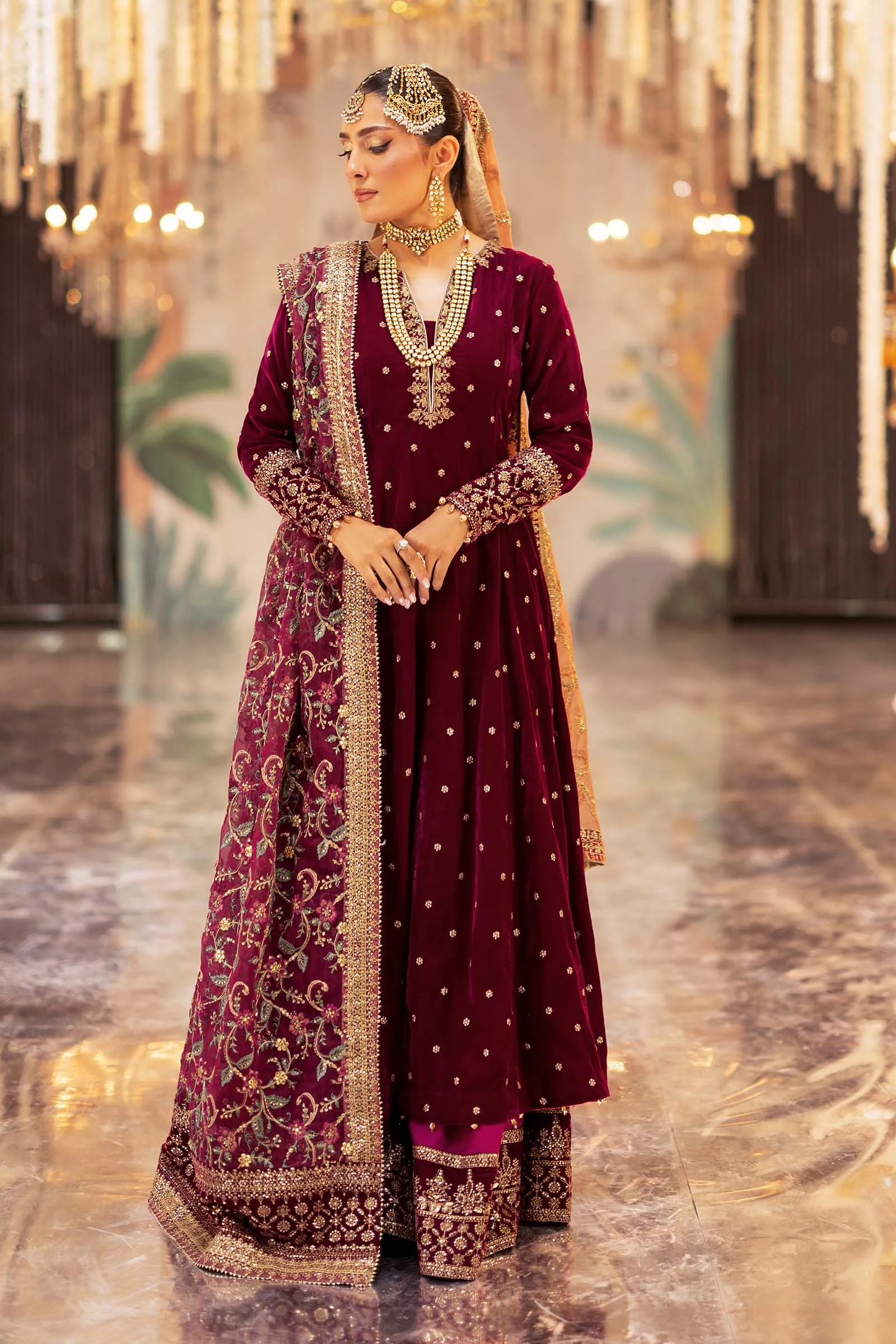 3 Piece Embroidered Velvet Suit | SF-W24-12