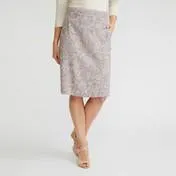 A-Line Clematis Garden Print Linen Skirt