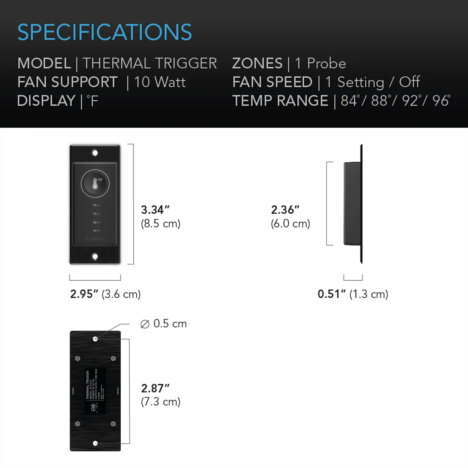 AC Infinity CONTROLLER 1, Pre-Set Thermal Trigger for USB Fans and Devices