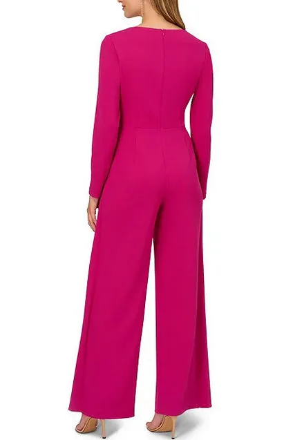 Adrianna Papell Womens Tie Front Crepe Jumpsuit