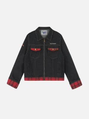 Aelfric Eden Plaid Cropeed Denim Jacket