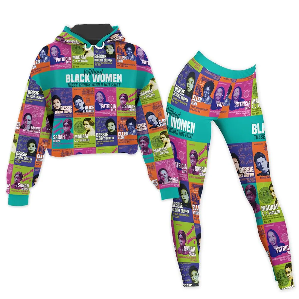 African Women Inventors Cropped Hoodie and Leggings Set