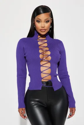 All Laced Up Sweater Top - Purple