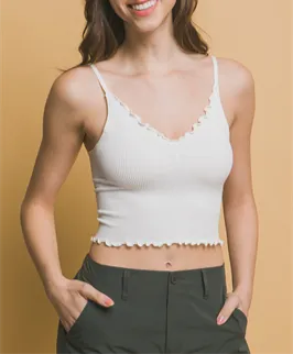 Anatasia Lettuce Trim Seamless Bralette Top (Assorted Colors)