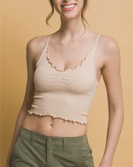 Anatasia Lettuce Trim Seamless Bralette Top (Assorted Colors)