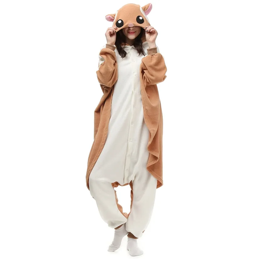 Animal Adult Kigurumi Flying Squirrel Onesies Party Halloween Mouse Pajamas Cosplay Chipmuck Costumes Sleepwear Jumpsuit