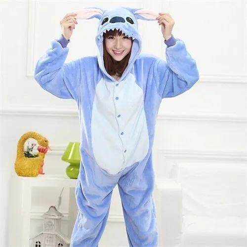 Animal Stitch Kigurumi Unicorn Onesie Adult Teenagers Women Pajamas Funny Flannel Warm Soft Overall Onepiece Night Home Jumpsuit