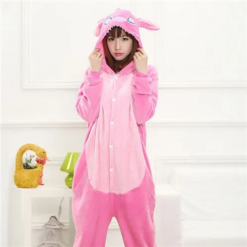 Animal Stitch Kigurumi Unicorn Onesie Adult Teenagers Women Pajamas Funny Flannel Warm Soft Overall Onepiece Night Home Jumpsuit