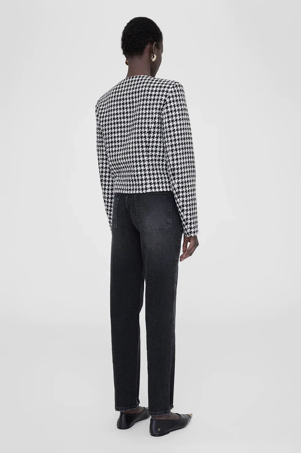 Anine Bing - Cara Jacket in Cream and Black Houndstooth