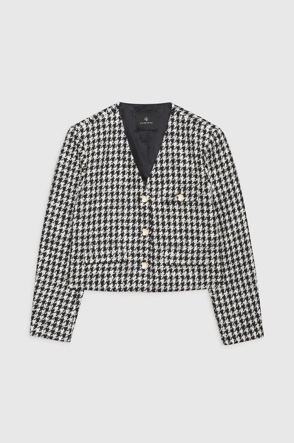 Anine Bing - Cara Jacket in Cream and Black Houndstooth