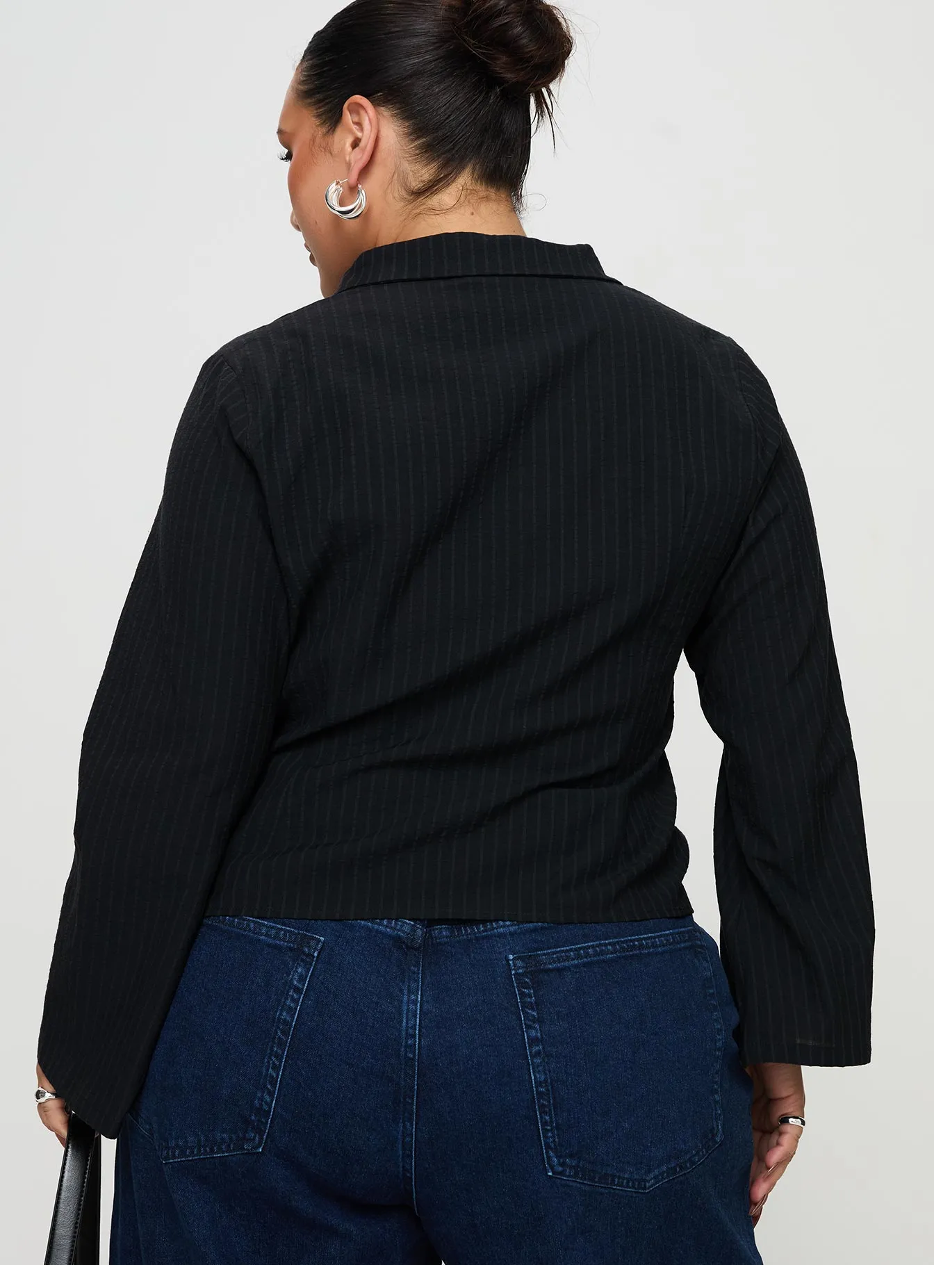 Anni Pinstripe Shirt Black Curve