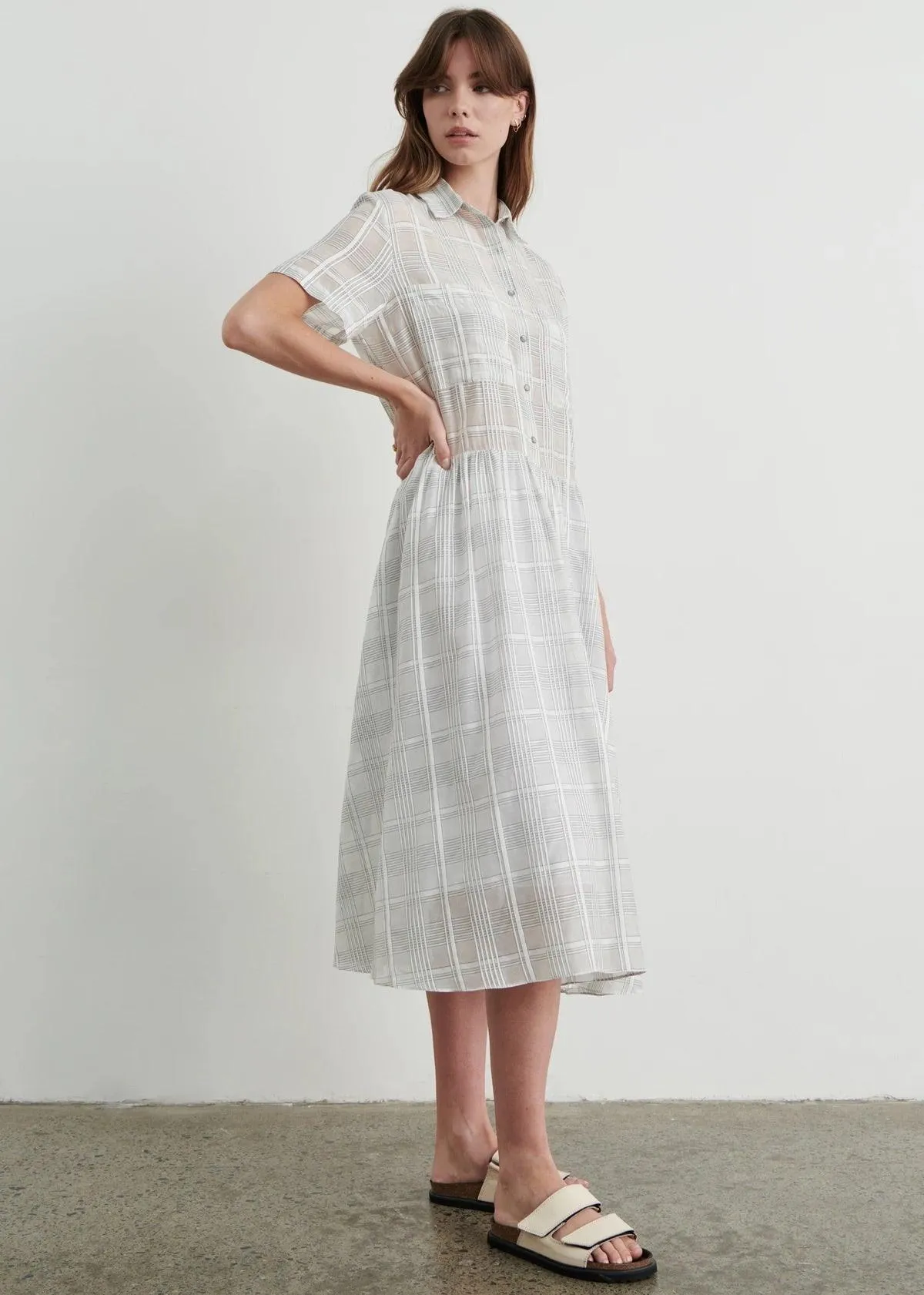 Apartment Clothing Sarai Maxi Shirt Dress in White/Sarai Check - Final Sale