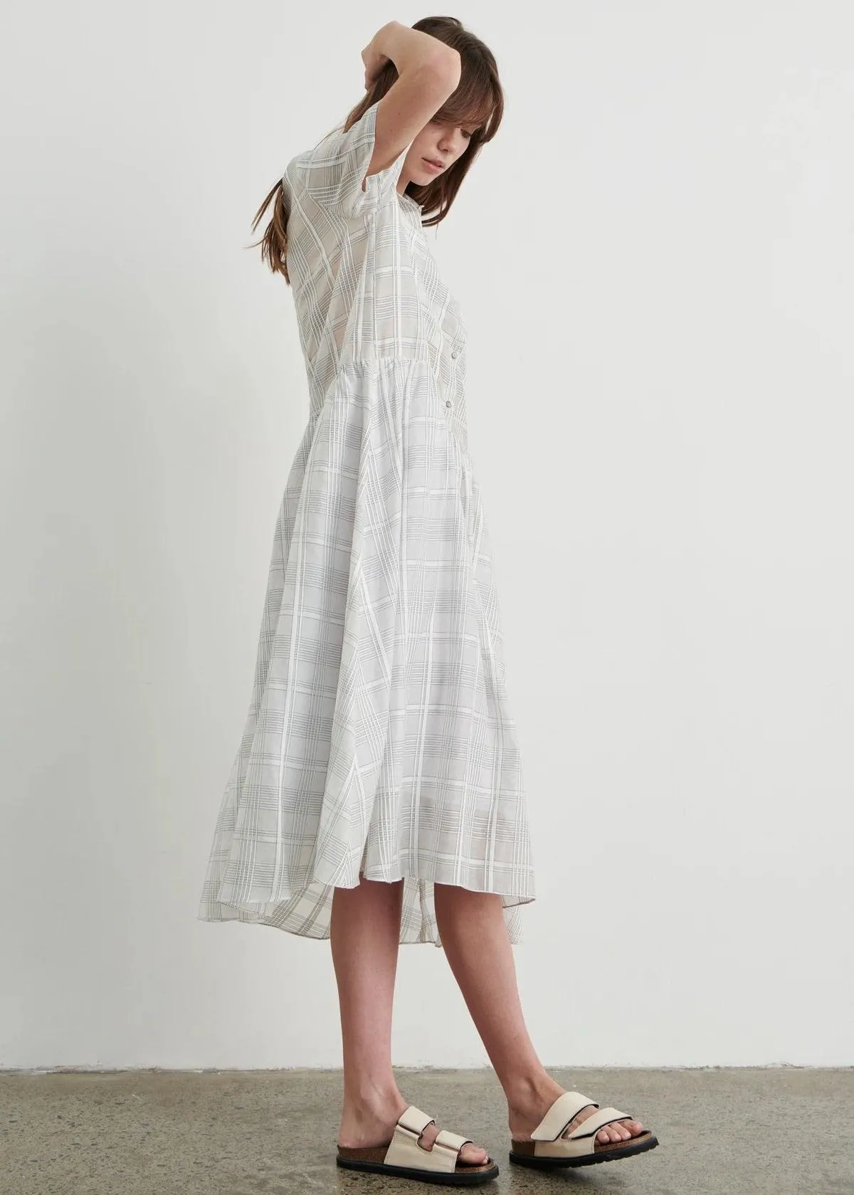 Apartment Clothing Sarai Maxi Shirt Dress in White/Sarai Check - Final Sale