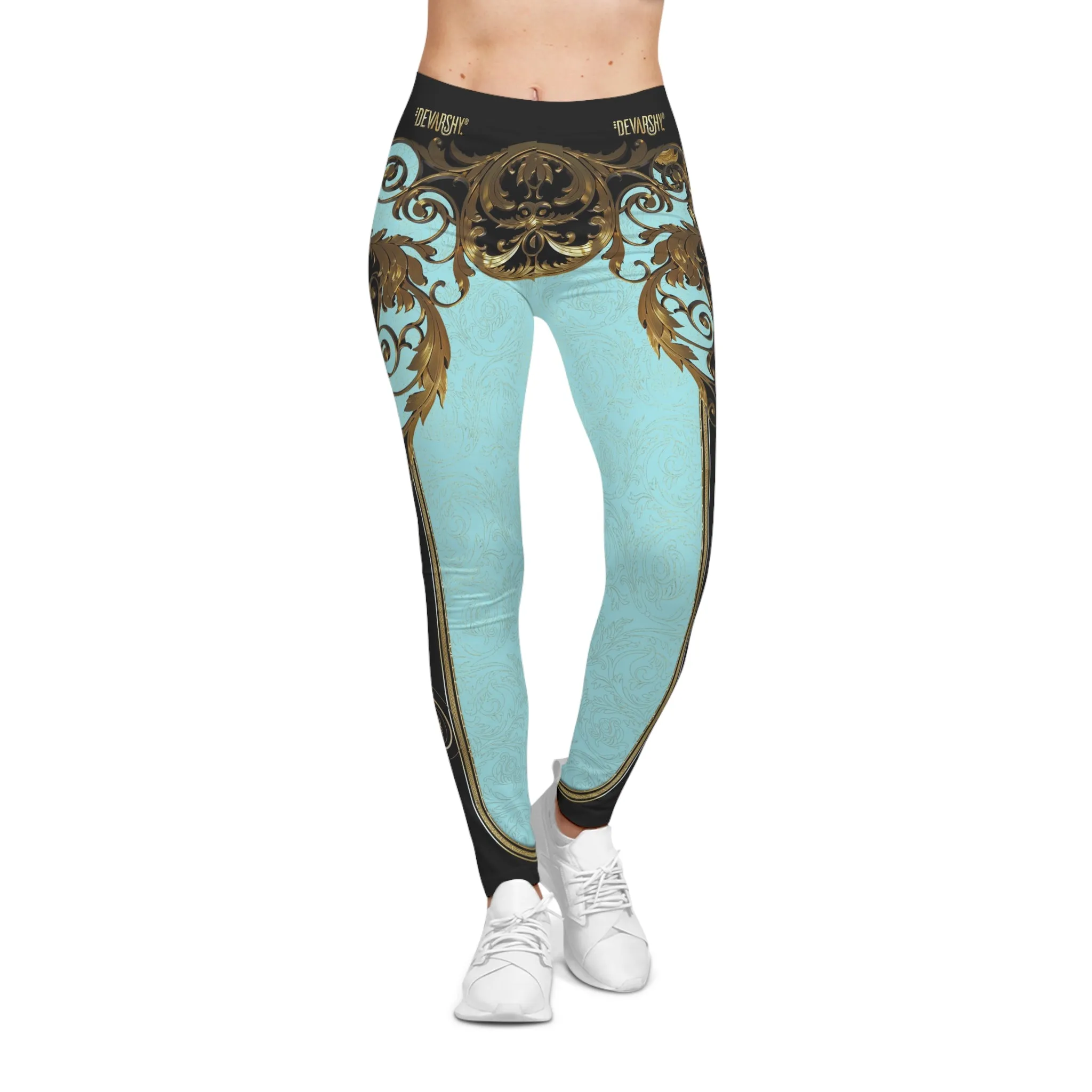 Aqua Baroque Leggings Women Decorative Leggings Spandex Casual Leggings Best Gift Women Lounge Wear | 104922