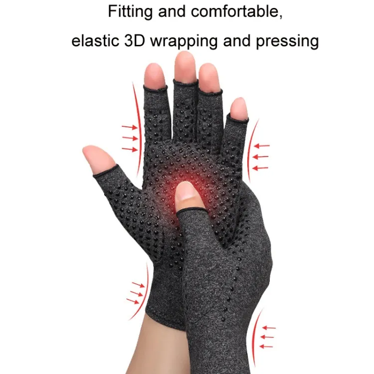 Arthritis Rehabilitation Silicone Non-slip Cycling Half Finger Gloves, Size: S(Gray)