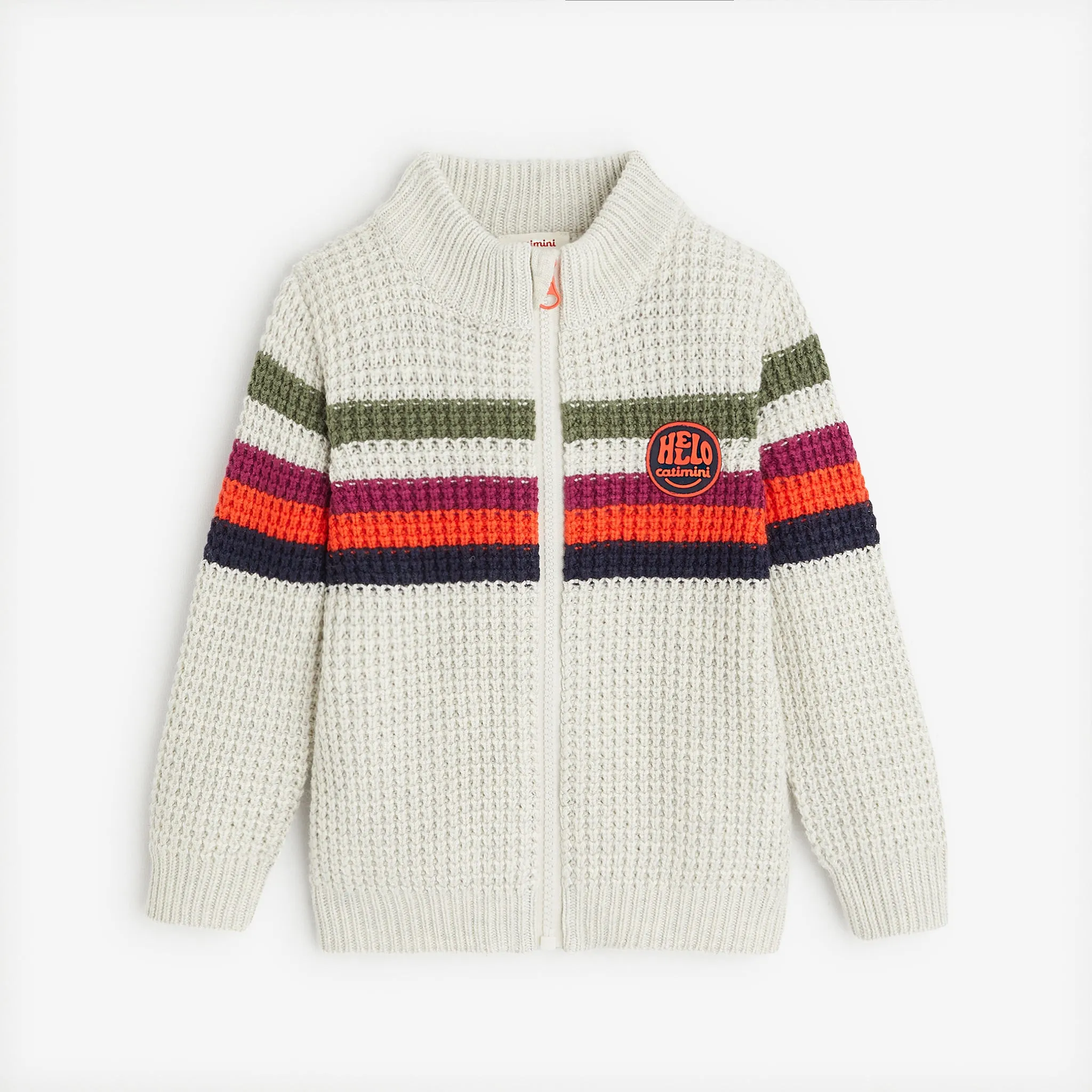 Baby boys' heather gray zip cardigan