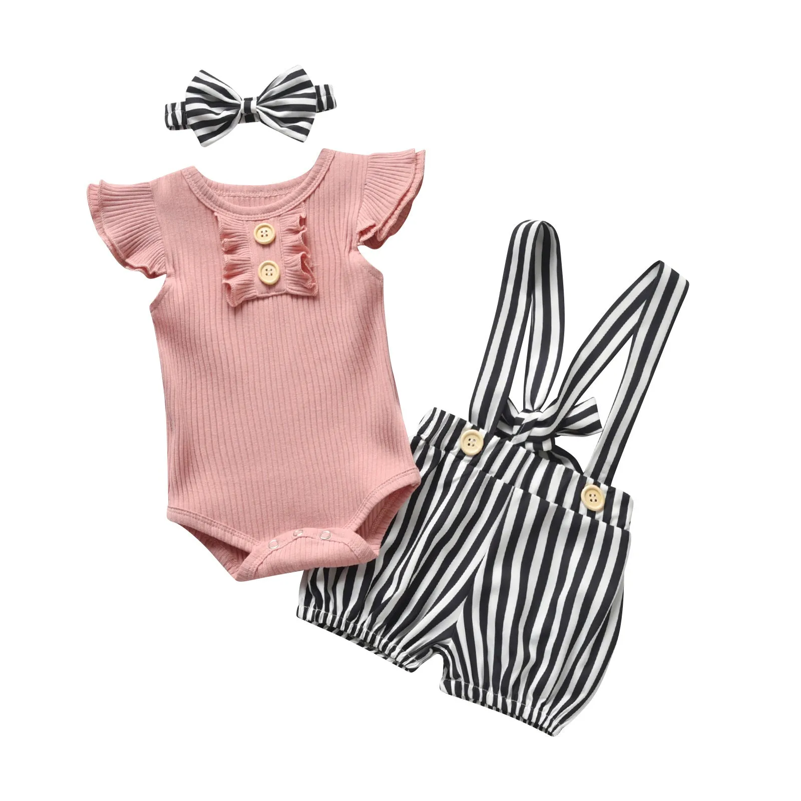 Baby Girl Pit Strip Tights Backless Shorts Set