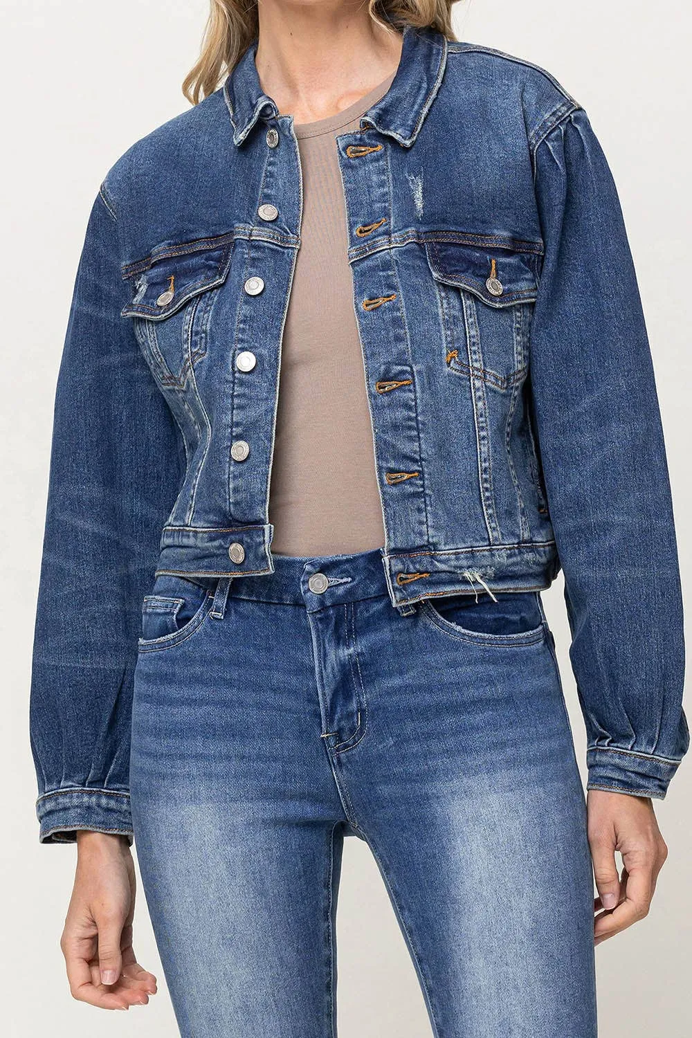 Balloon Sleeve Denim Jacket