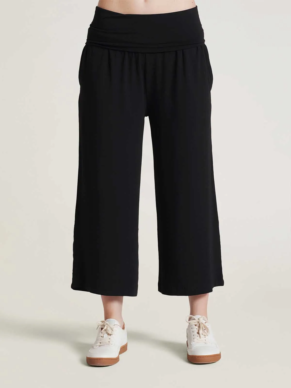 Bamboo Wide Leg Culottes - Black