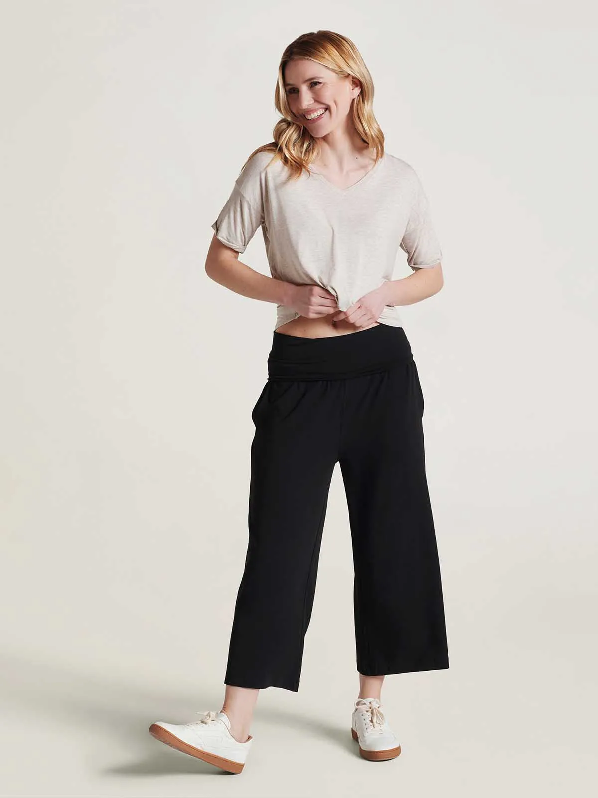 Bamboo Wide Leg Culottes - Black