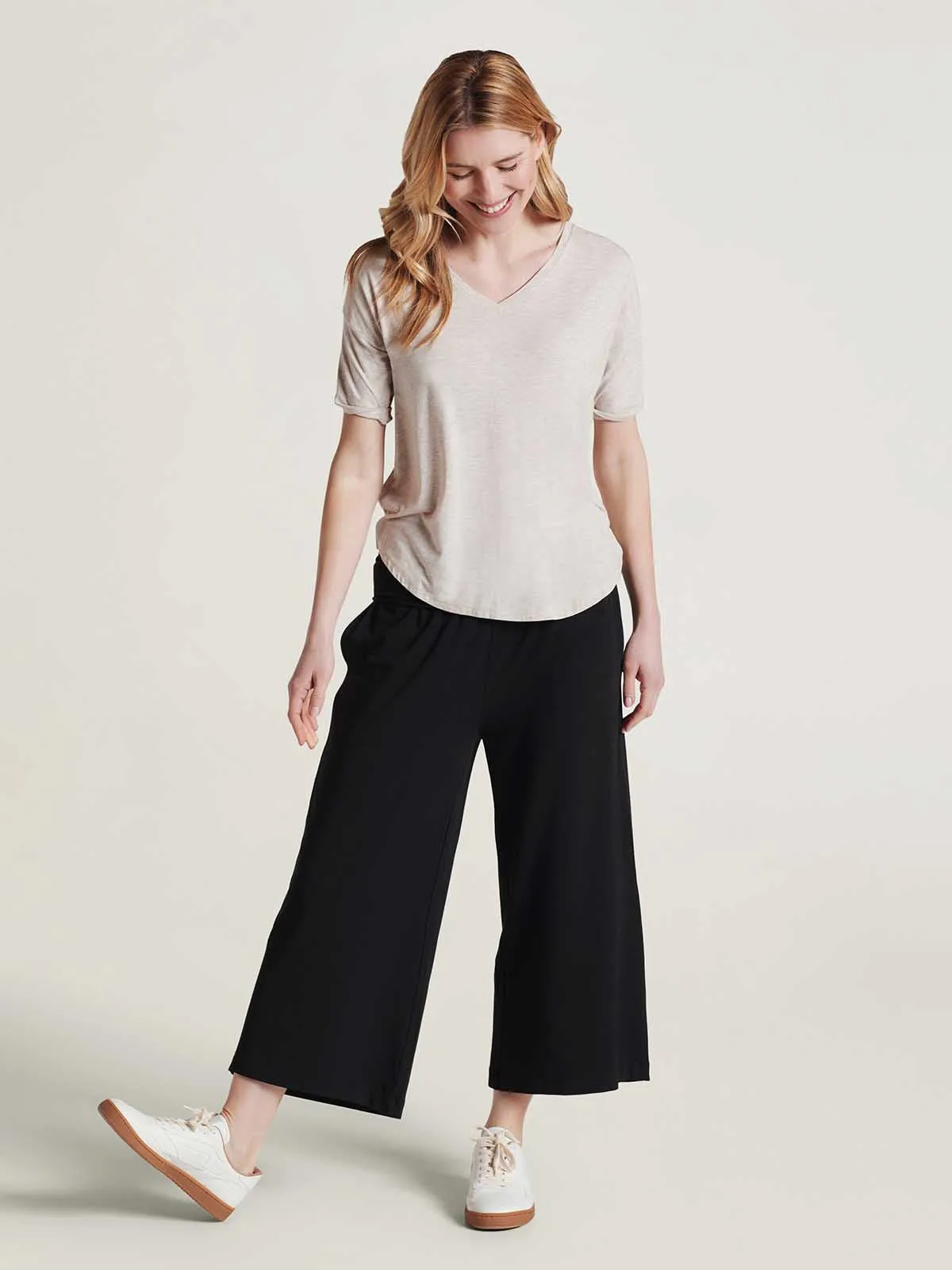 Bamboo Wide Leg Culottes - Black