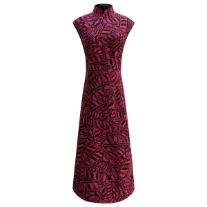 【BARBER TWIRL】100% Silk Cheongsam (Cap Sleeve) (我愛紫紅) (香港經典) (轉轉燈)