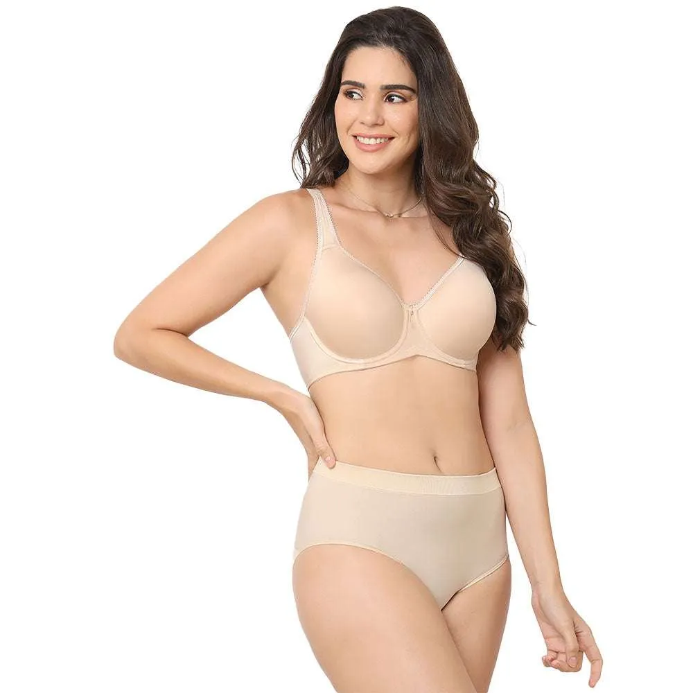 Basic Beauty Lightly Padded Wired Full Coverage Full Support Everyday Comfort Spacer Cup Bra-Beige