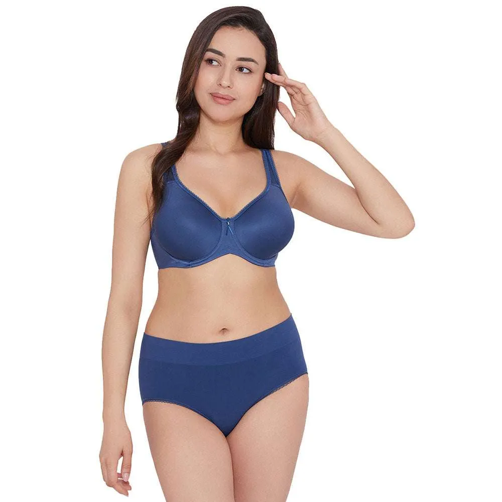 Basic Beauty Lightly Padded Wired Full Coverage Full Support Everyday Comfort Spacer Cup Bra-Dark Blue