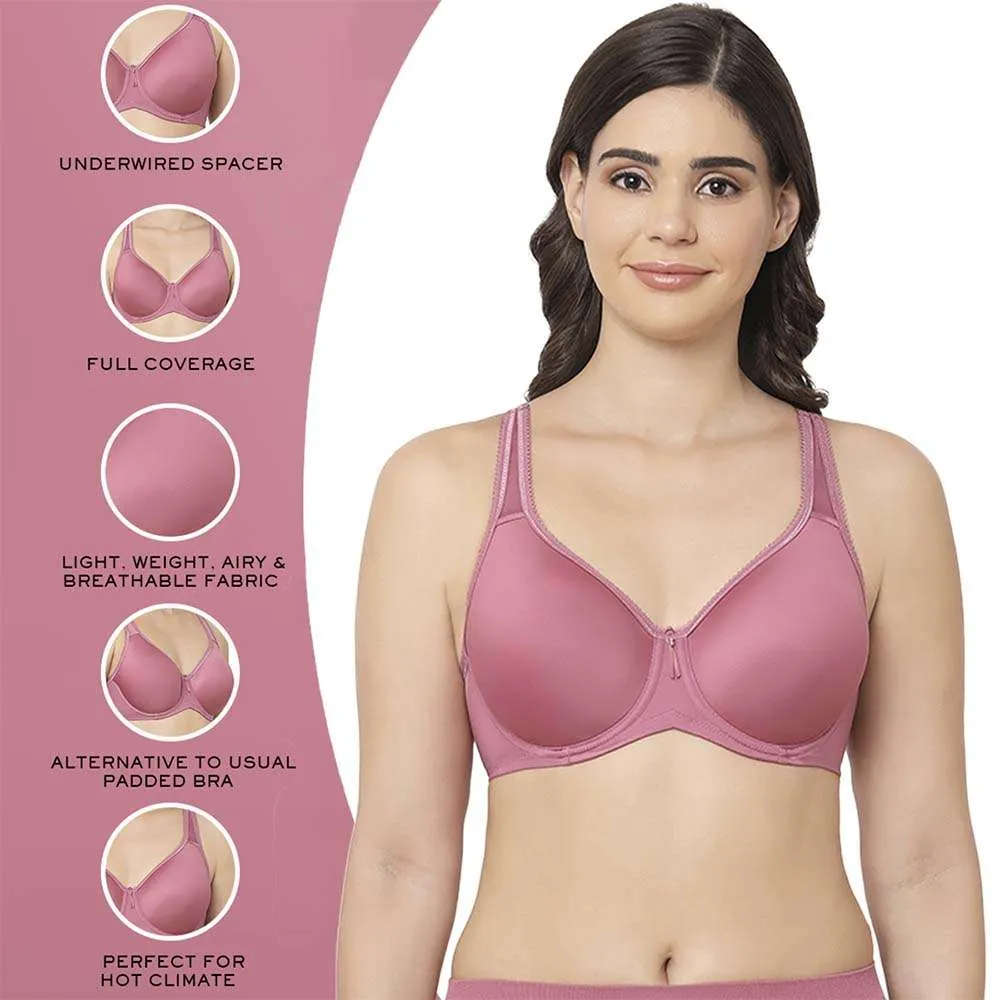 Basic Beauty Lightly Padded Wired Full Coverage Full Support Everyday Comfort Spacer Cup Bra-Pink