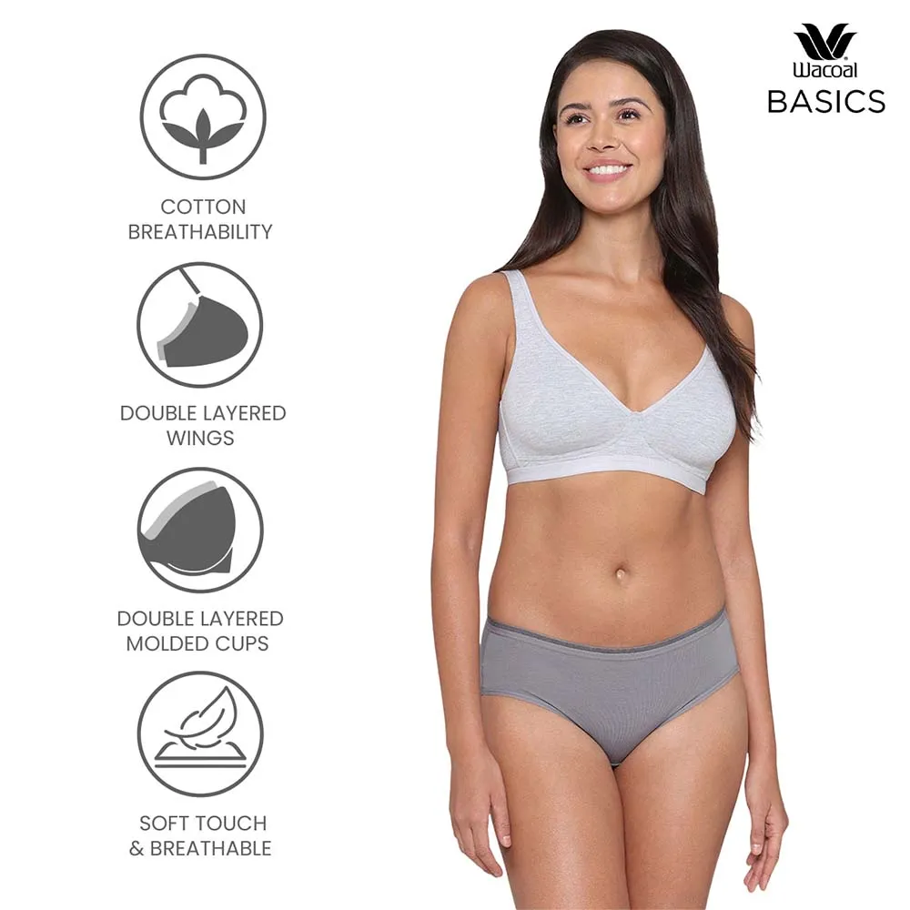 BASICS Essentials2.0 Non-Padded Non-Wired Full Cup Everyday Wear T-shirt Bra - Grey