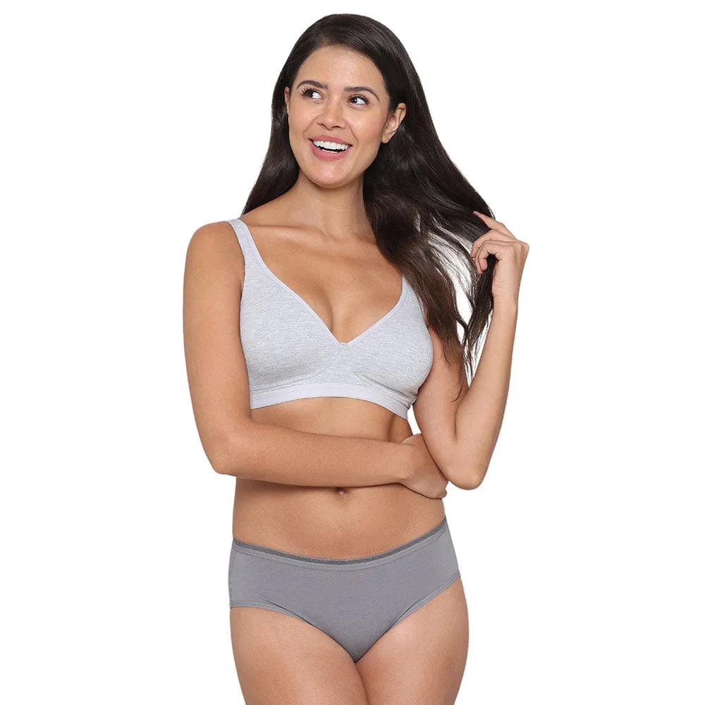 BASICS Essentials2.0 Non-Padded Non-Wired Full Cup Everyday Wear T-shirt Bra - Grey