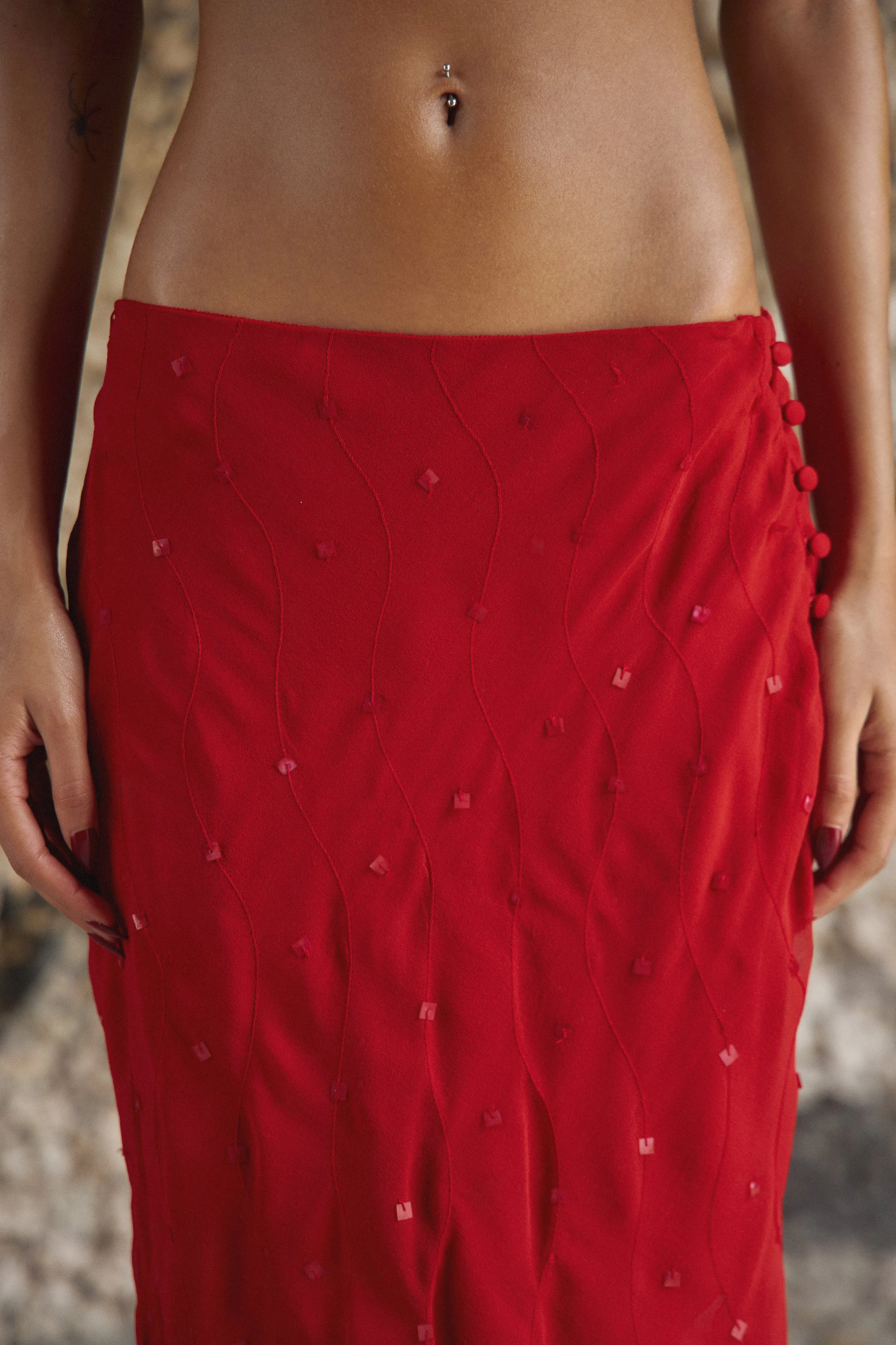 Beaded Skirt Scarlet